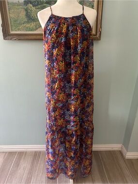MELLODAY Navy Floral Maxi Dress with Multicolor Bouquet